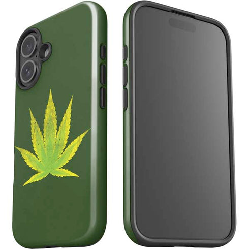 Marijuana Leaf Light Green iPhone 16 Plus Impact Case